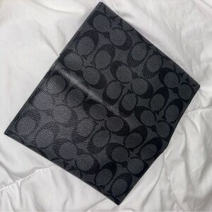 Black Leather Coach Check book / Wallet